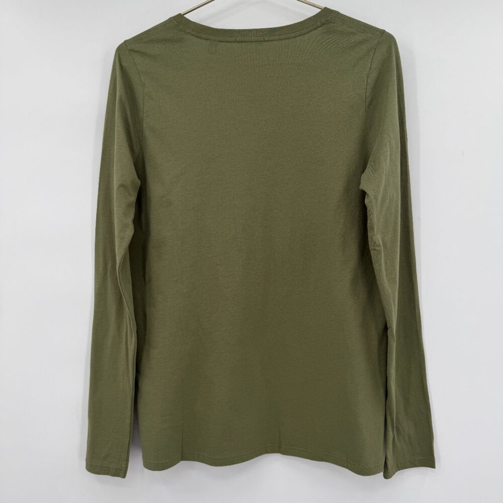 ATM Anthony Thomas Melillo Olive Green Long Sleeve Scoop Neck Tee Women's L NWOT - Picture 4 of 12
